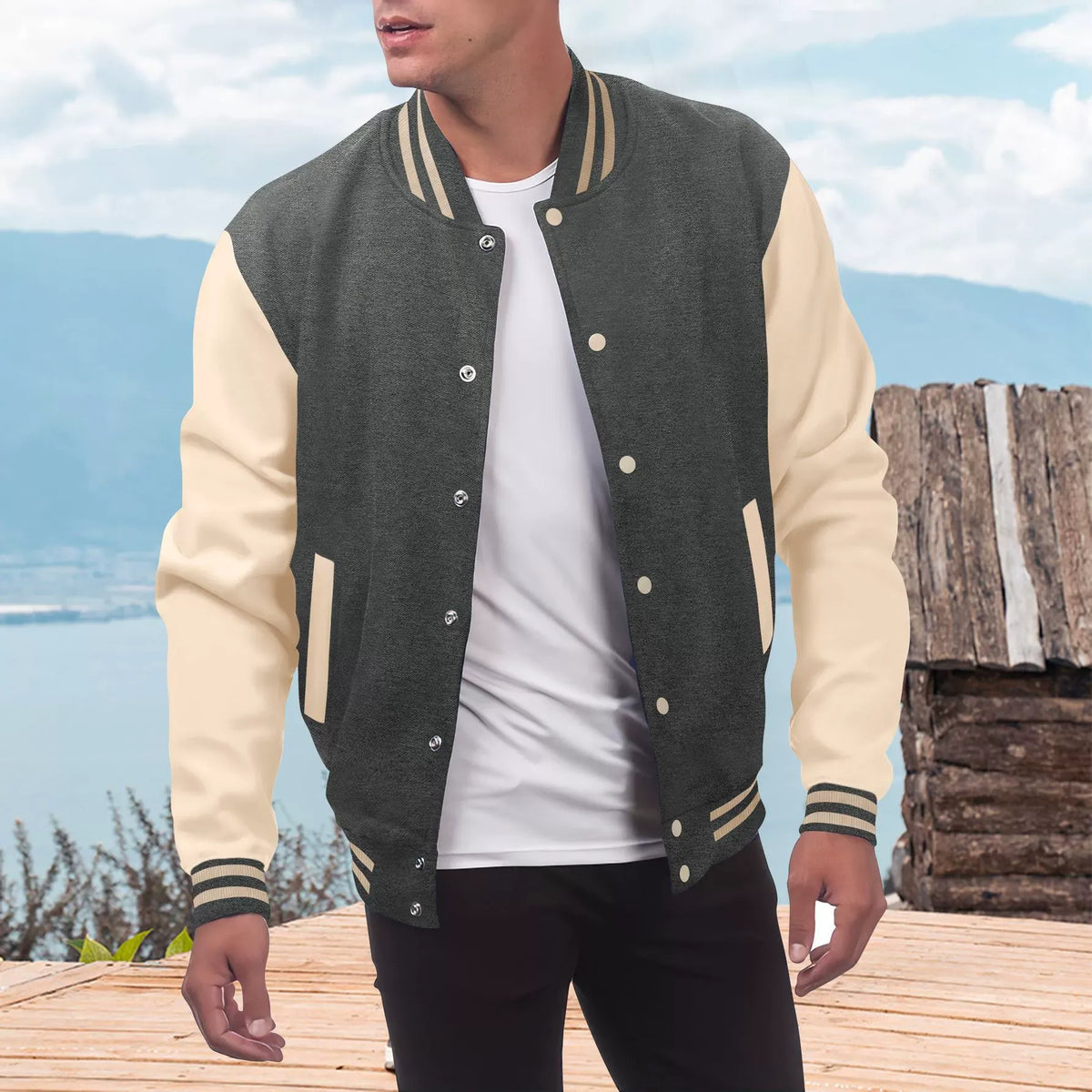 Giacca Varsity Uomo | Stile College Americano con Maniche a Contrasto