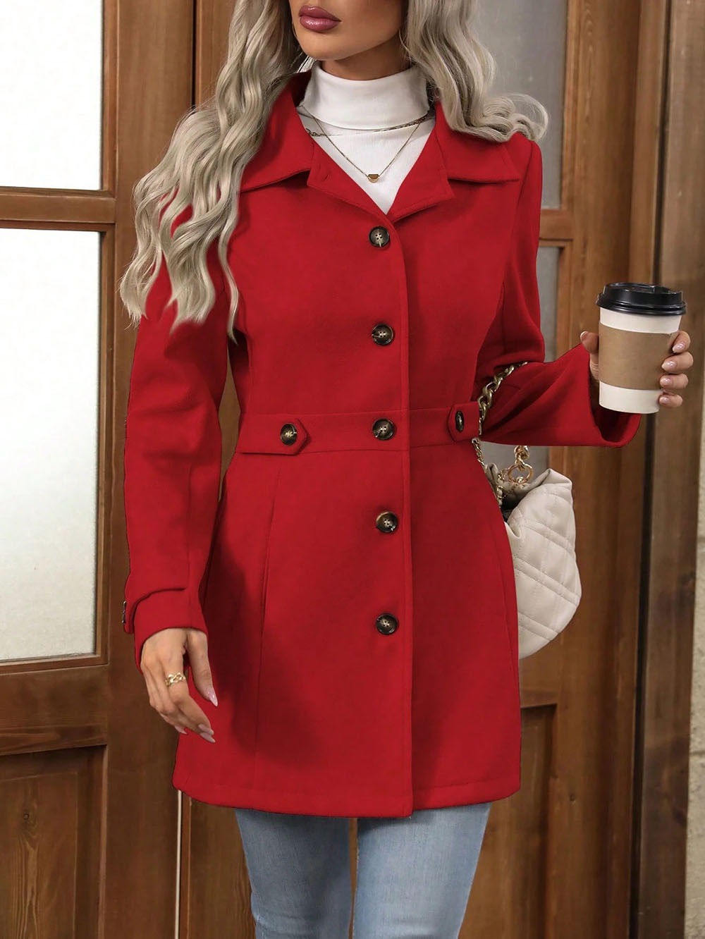 Cappotto Elegante Donna| Vestibilità Slim, Abbottonatura Frontale e Taglio Su Misura