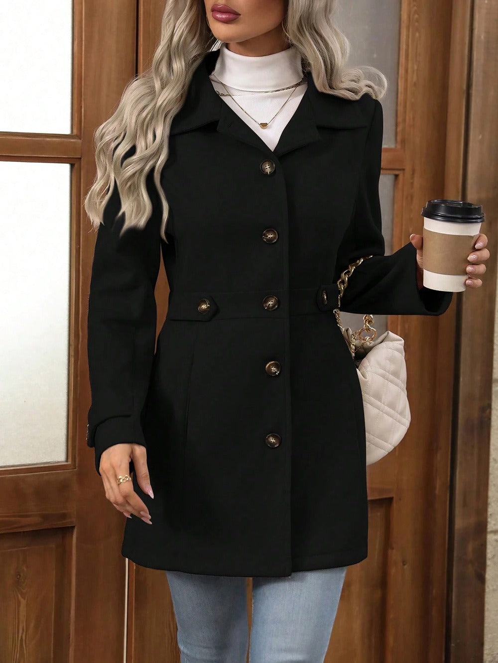 Cappotto Elegante Donna| Vestibilità Slim, Abbottonatura Frontale e Taglio Su Misura