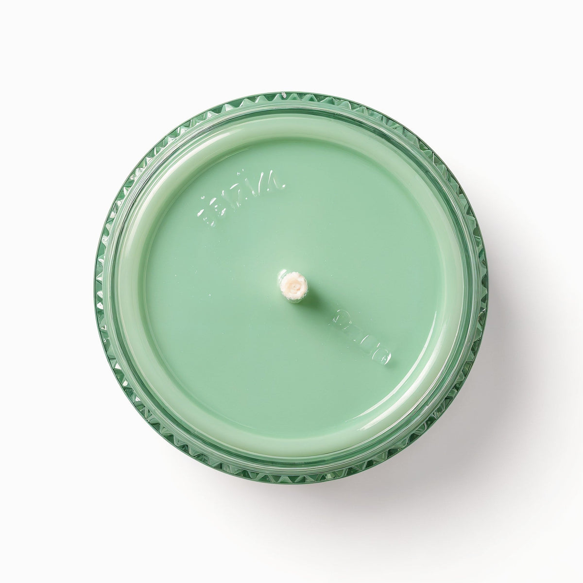 Candela di soia Mint Refresh Rassivo in barattolo verde menta con texture in rilievo