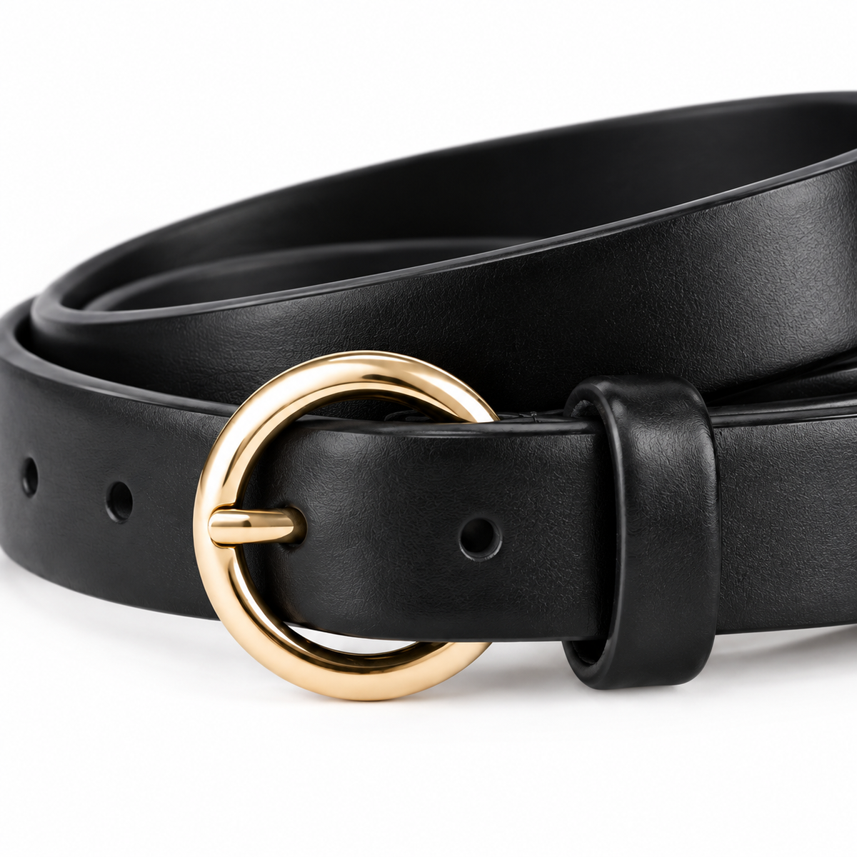 Cintura nera con fibbia dorata 3 cm unisex in pelle vegana Rassivo
