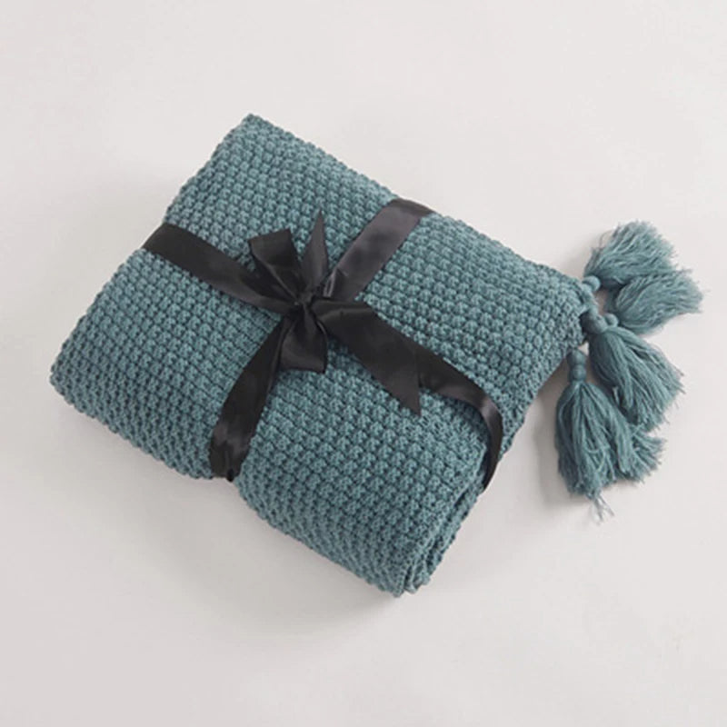 Coperta in Lana Lavorata a Maglia Stile Scandinavo Aurora