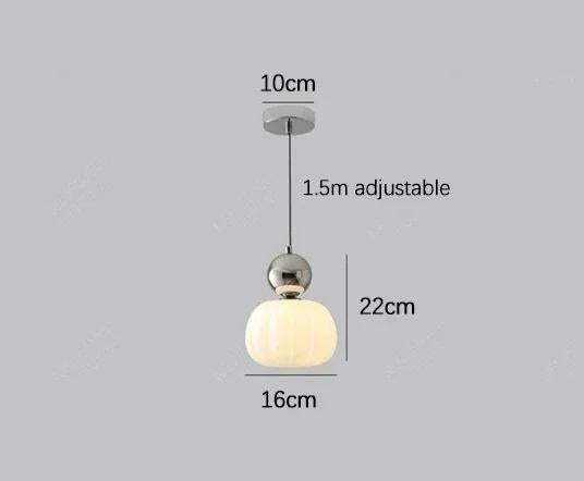 Lampada a sospensione nordica Pumpkin — LED, paralume in vetro rinforzato, struttura in metallo lucido