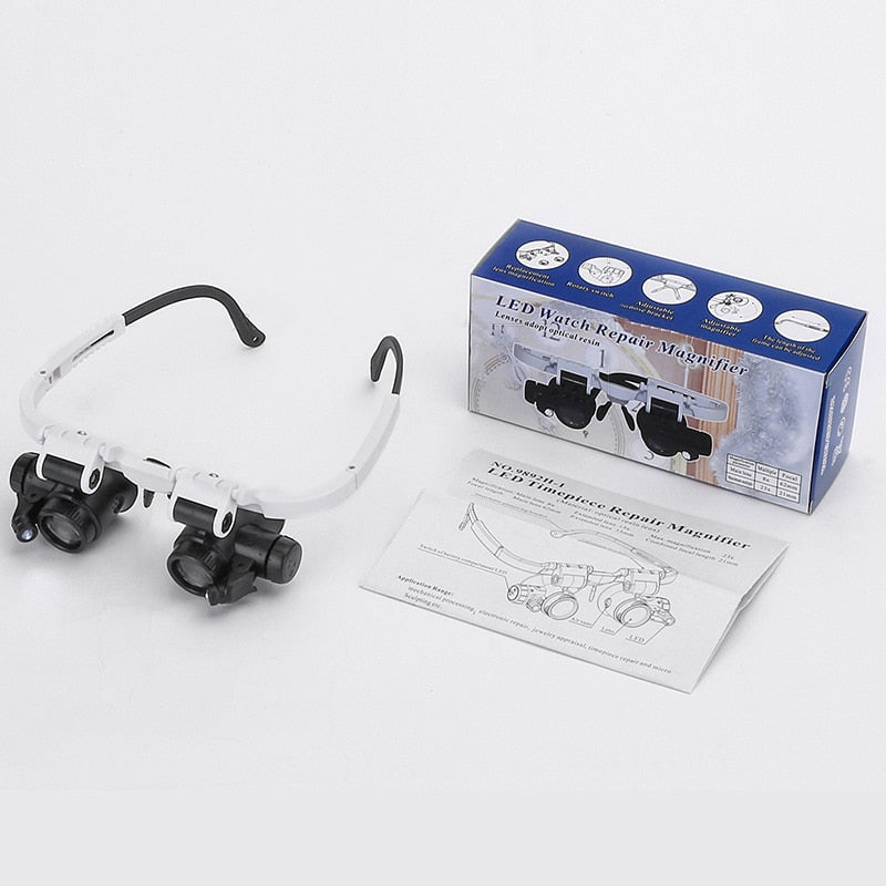 Lente d'ingrandimento LED con fascia regolabile per lavori di precisione e hobby