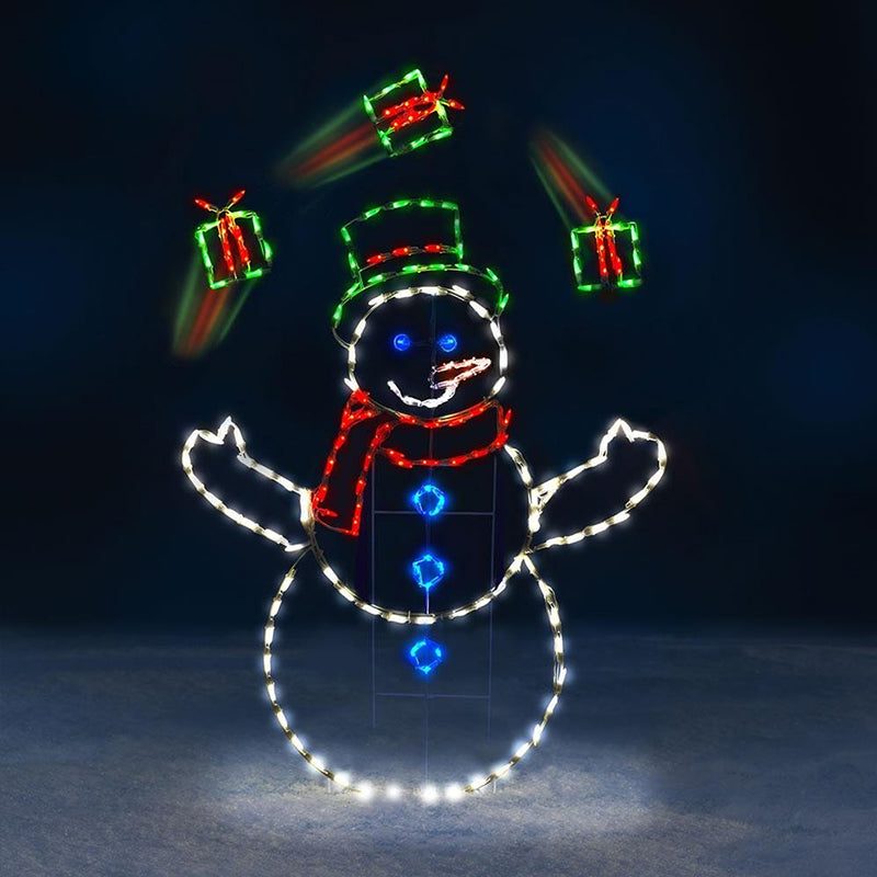 Luce LED Animata Battaglia di Palle di Neve con Pupazzo di Neve e Pinguino