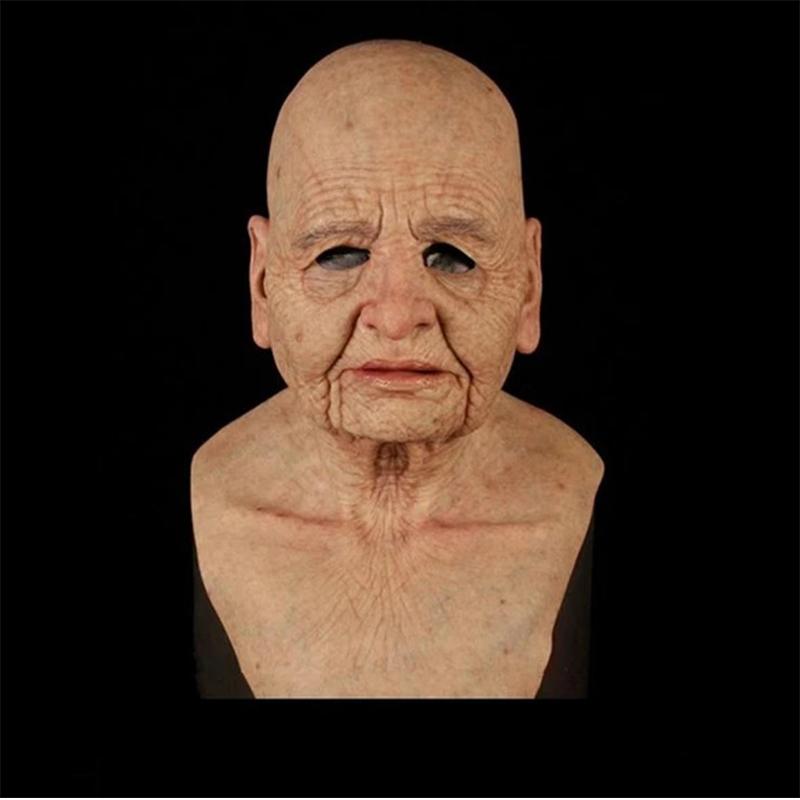 Maschera da vecchio, maschera realistica in lattice a testa intera per adulti, maschera horror rugosa per feste e cospla