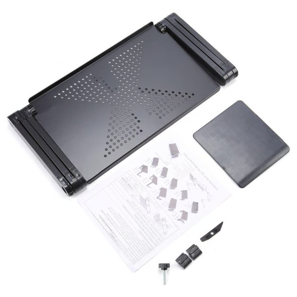 Supporto per laptop regolabile in lega alluminio-magnesio con gambe pieghevoli e mouse pad, scrivania portatile per lett