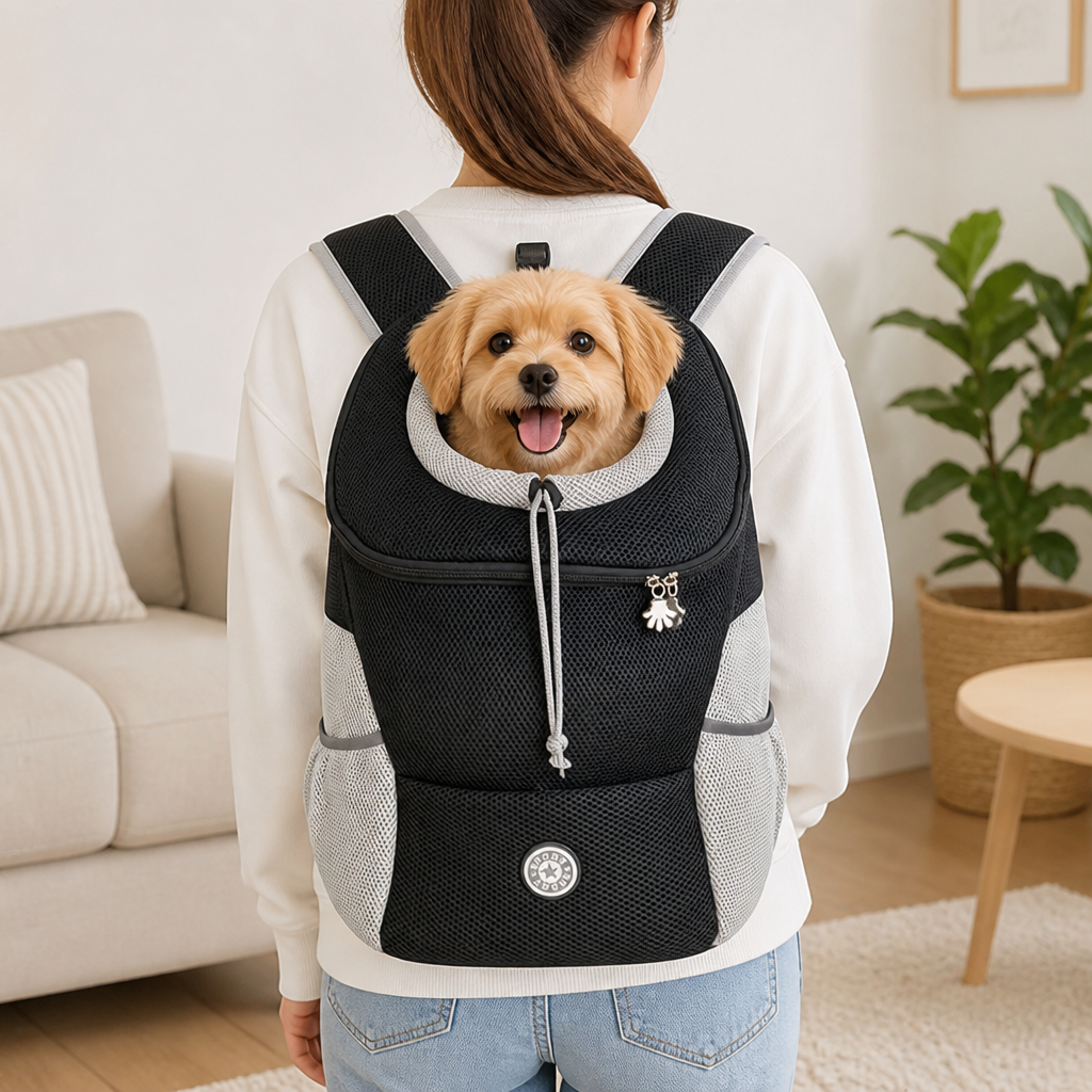 Zaino trasportino per cani con rete traspirante ed imbottitura ergonomica (base rimovibile)