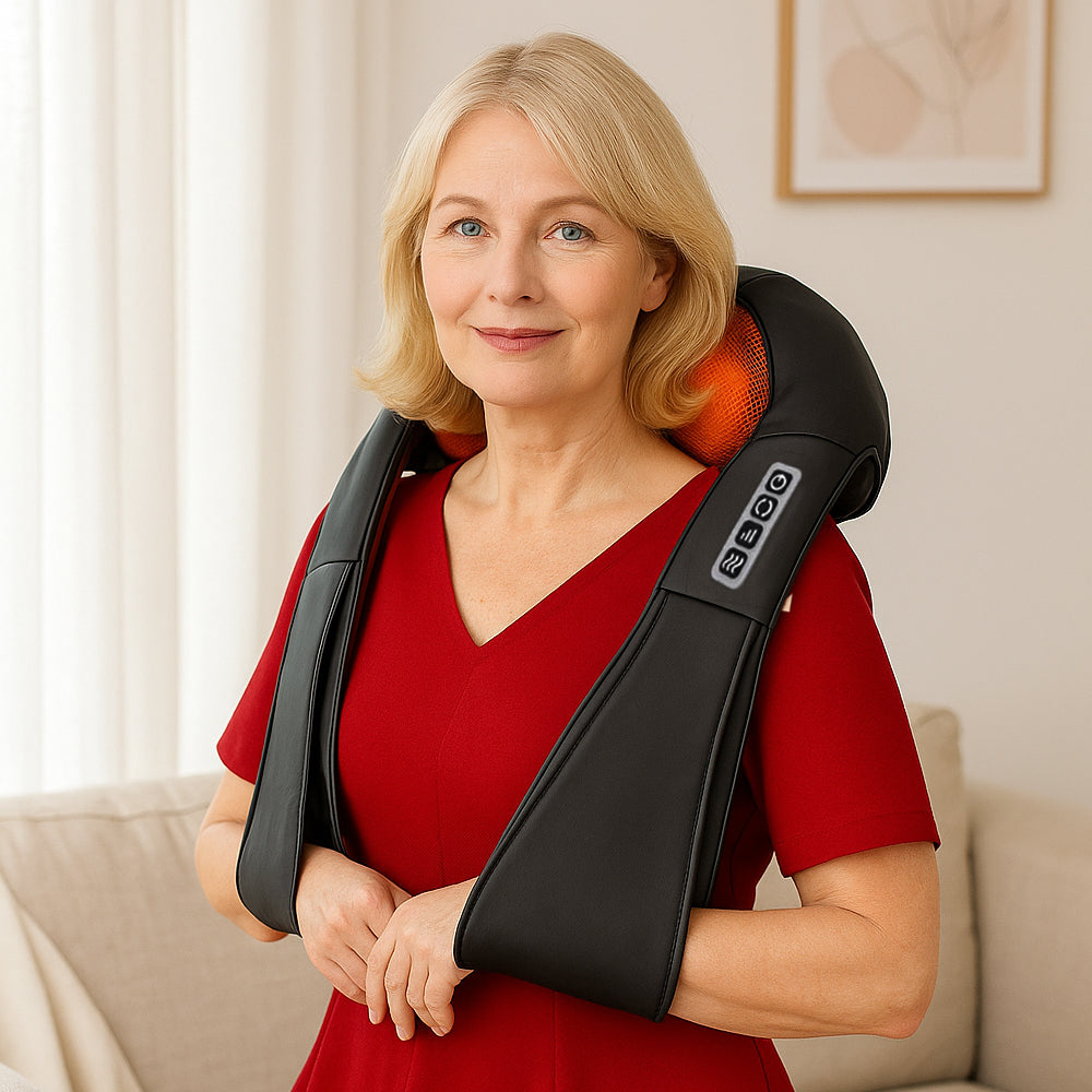 Cuscino Massaggiante Shiatsu con Calore V2 in uso su una sedia
