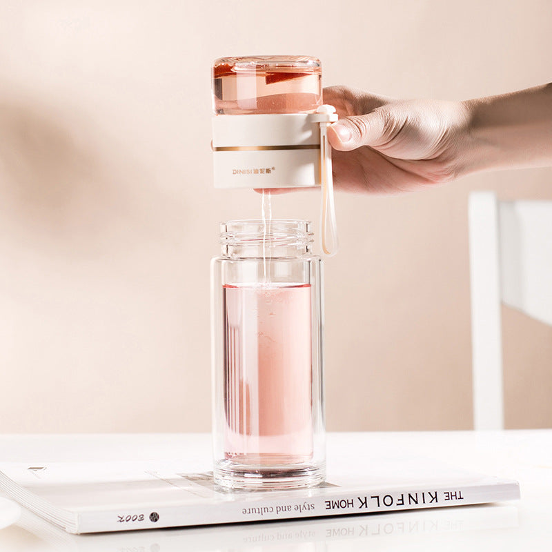 Bottiglia d'acqua in vetro con infusore, design innovativo