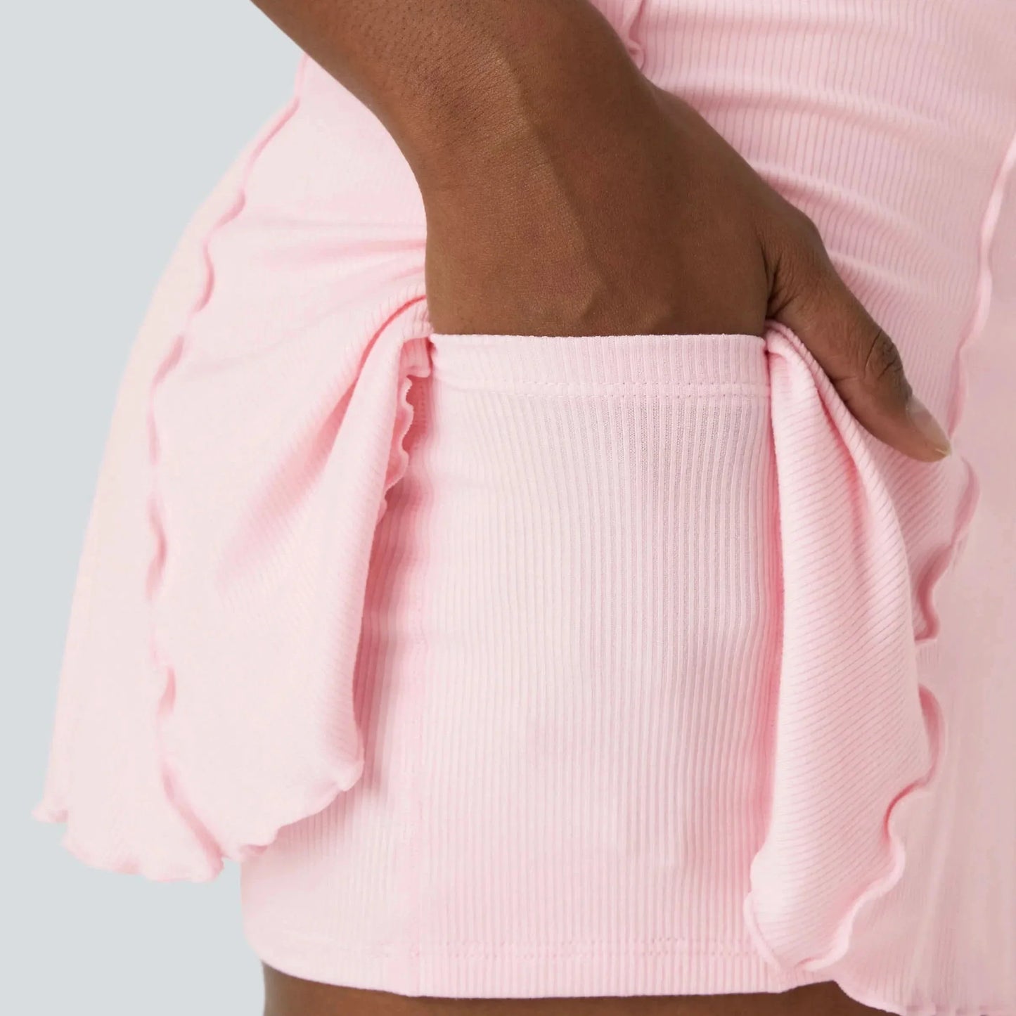 RIBBEDKNIT - Gonna da tennis femminile 2-in-1 con orlo a balze giocoso