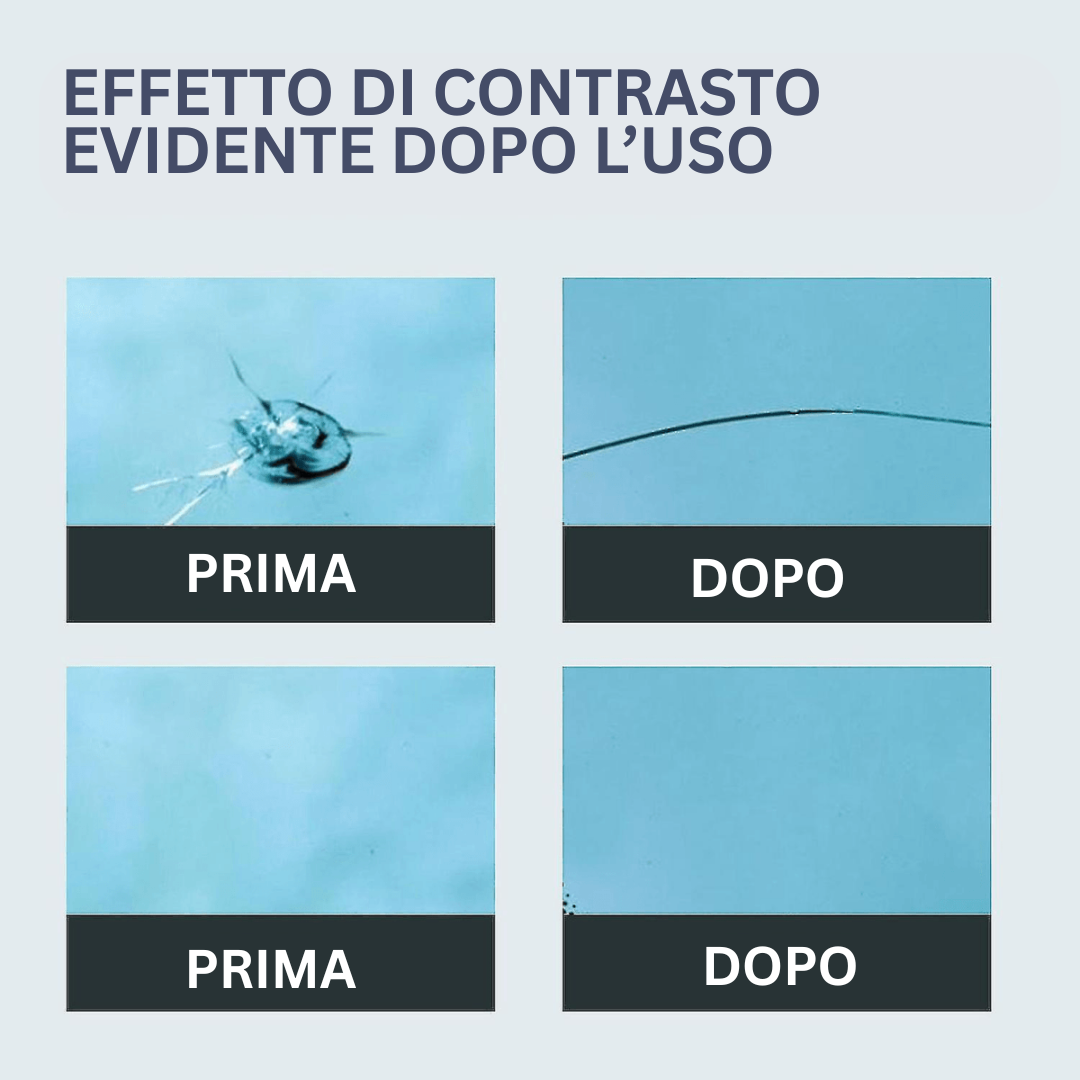 Kit riparazione parabrezza auto e graffi sui vetri - Facile da usare