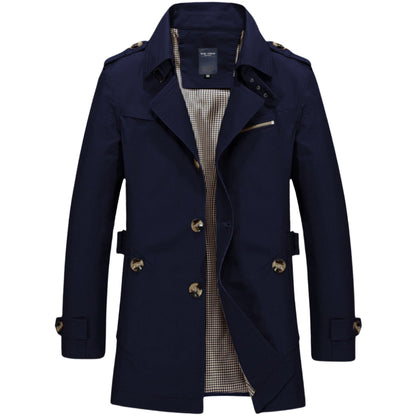 Trench Impermeabile da Uomo – Stile Militare con Tasca con Cerniera