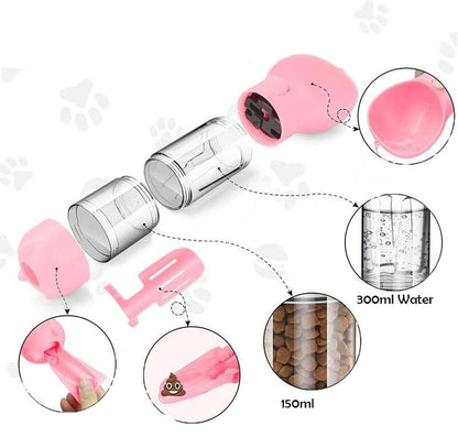 Borraccia WalkiePet – Portatile 2-in-1 per bere e dare da mangiare al cane, con porta sacchetti igienici