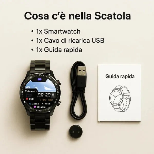 Smartwatch Innovativo | Monitoraggio Glicemia Non Invasivo con Bluetooth | Impermeabile IP67 per Controllo Salute e Fitness