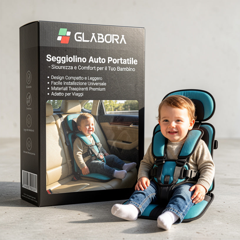 Seggiolino Da Viaggio Compatto | Leggero E Pieghevole Con Imbracatura Sicura | Comodo E Pronto Per Viaggi Con Bambini