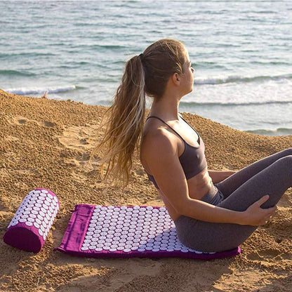 Relaxpress - Tappetino e cuscino da yoga per agopressione, sollievo naturale dal dolore e rilassamento