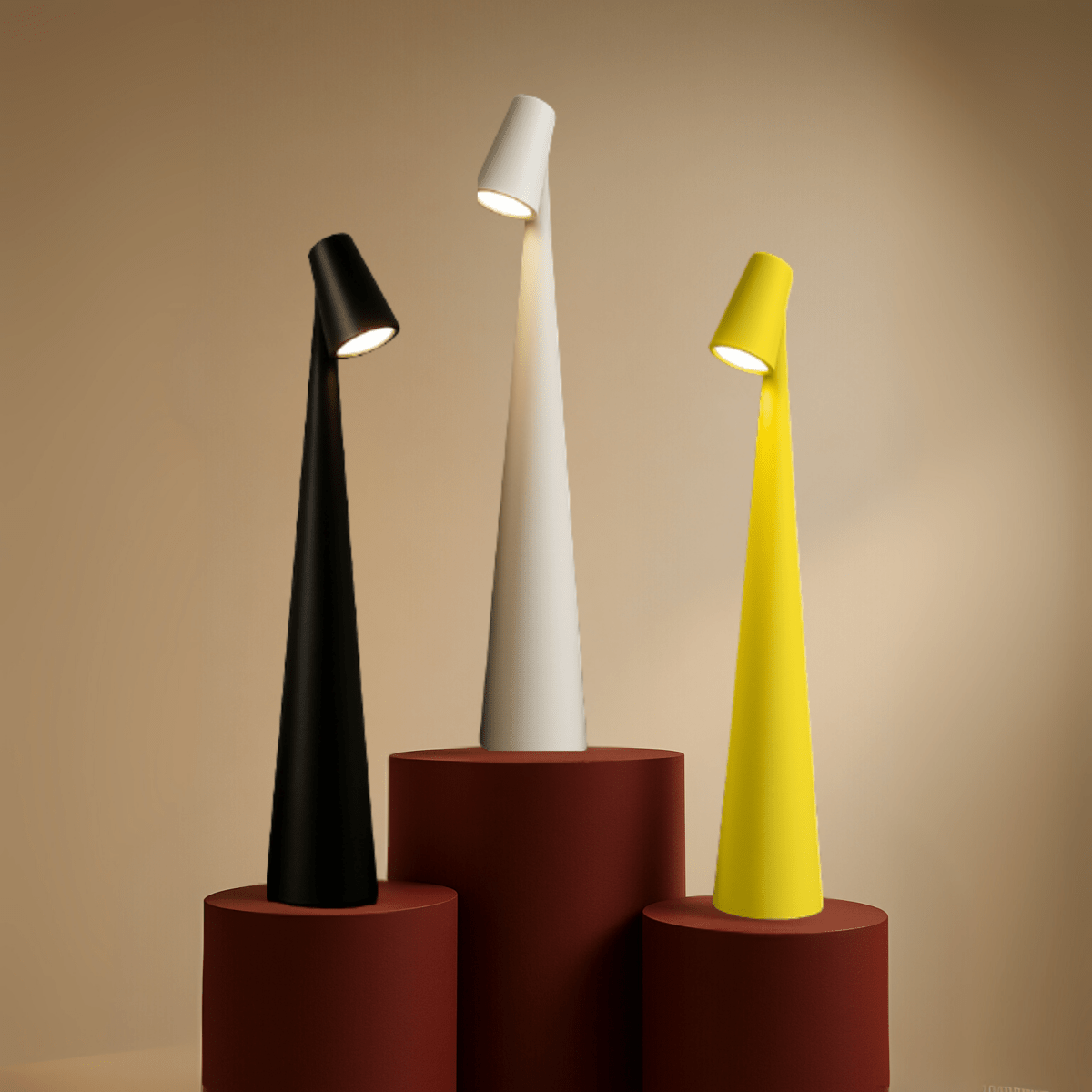 Lampada da tavolo in metallo - ricaricabile e dal design elegante per interni ed esterni