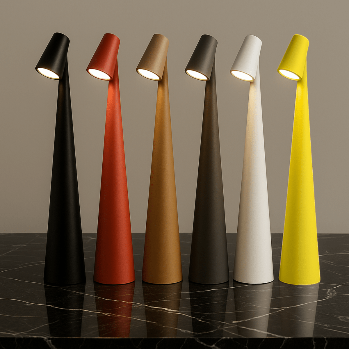 Lampada da tavolo in metallo - ricaricabile e dal design elegante per interni ed esterni