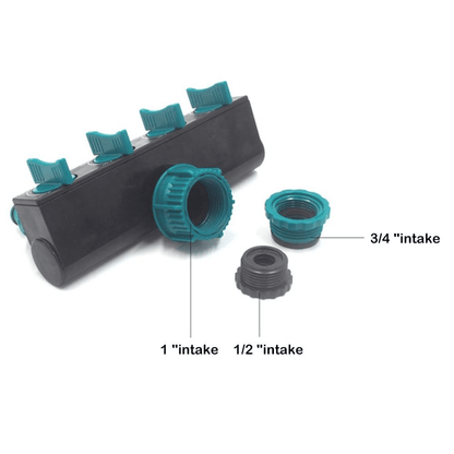 FlowMaster – Ripartitore a 4 vie per tubo da giardino per irrigazione flessibile