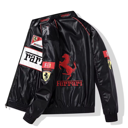 Giacca da corsa Ferrari Vintage in pelle- Unisex - Retrò (oversize)