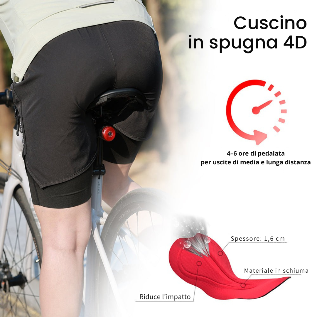 Pantaloncini da ciclismo da uomo 2 in 1 – Imbottiti 3D, traspiranti e ad asciugatura rapida