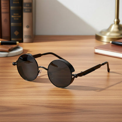 Kevin Shades - Occhiali da sole rotondi vintage con protezione UV400 e design retrò