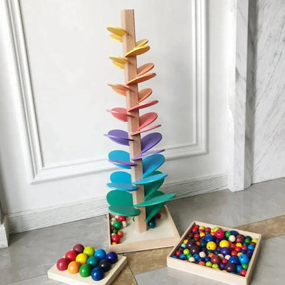 Gioco Montessori Sensoriale per bambini | Albero Arcobaleno con Palline in Legno