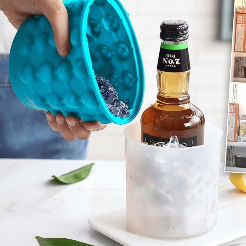 IceCube Maker - Stampo per cubetti di ghiaccio in silicone 2-in-1, salvaspazio, con funzione di raffreddamento