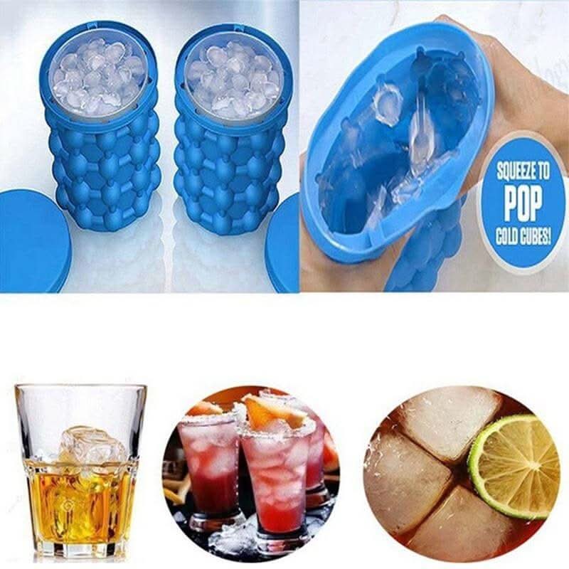 IceCube Maker - Stampo per cubetti di ghiaccio in silicone 2-in-1, salvaspazio, con funzione di raffreddamento