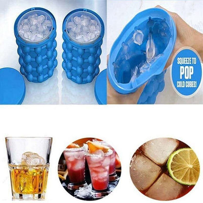 IceCube Maker - Stampo per cubetti di ghiaccio in silicone 2-in-1, salvaspazio, con funzione di raffreddamento