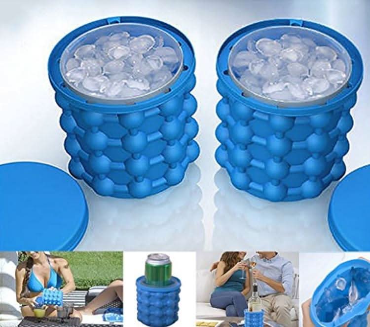 IceCube Maker - Stampo per cubetti di ghiaccio in silicone 2-in-1, salvaspazio, con funzione di raffreddamento