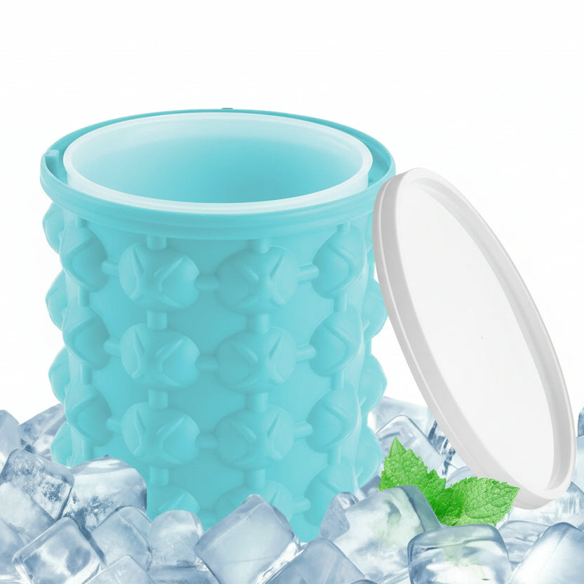 IceCube Maker - Stampo per cubetti di ghiaccio in silicone 2-in-1, salvaspazio, con funzione di raffreddamento