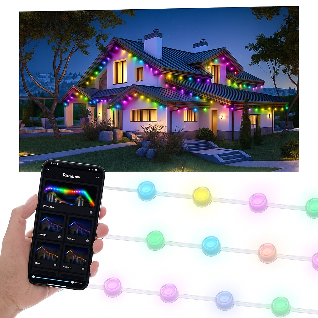 Luci natalizie LED intelligenti per esterni RGB – WiFi impermeabili