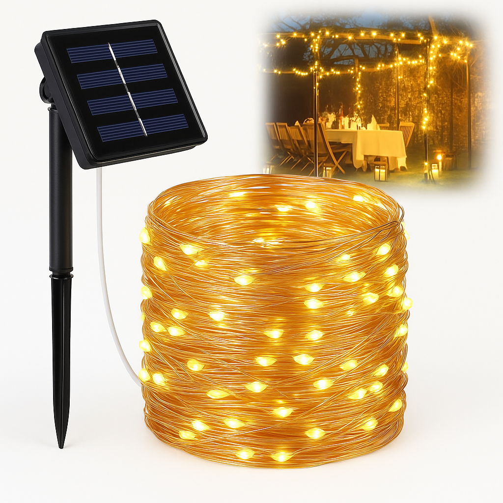 Luci LED solari a filo per fate – Decorazioni natalizie da esterno impermeabili