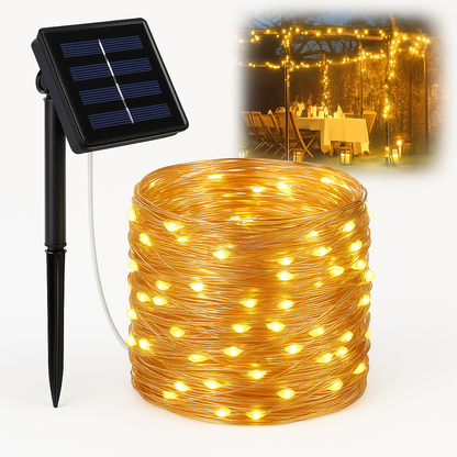 Luci LED solari a filo per fate – Decorazioni natalizie da esterno impermeabili