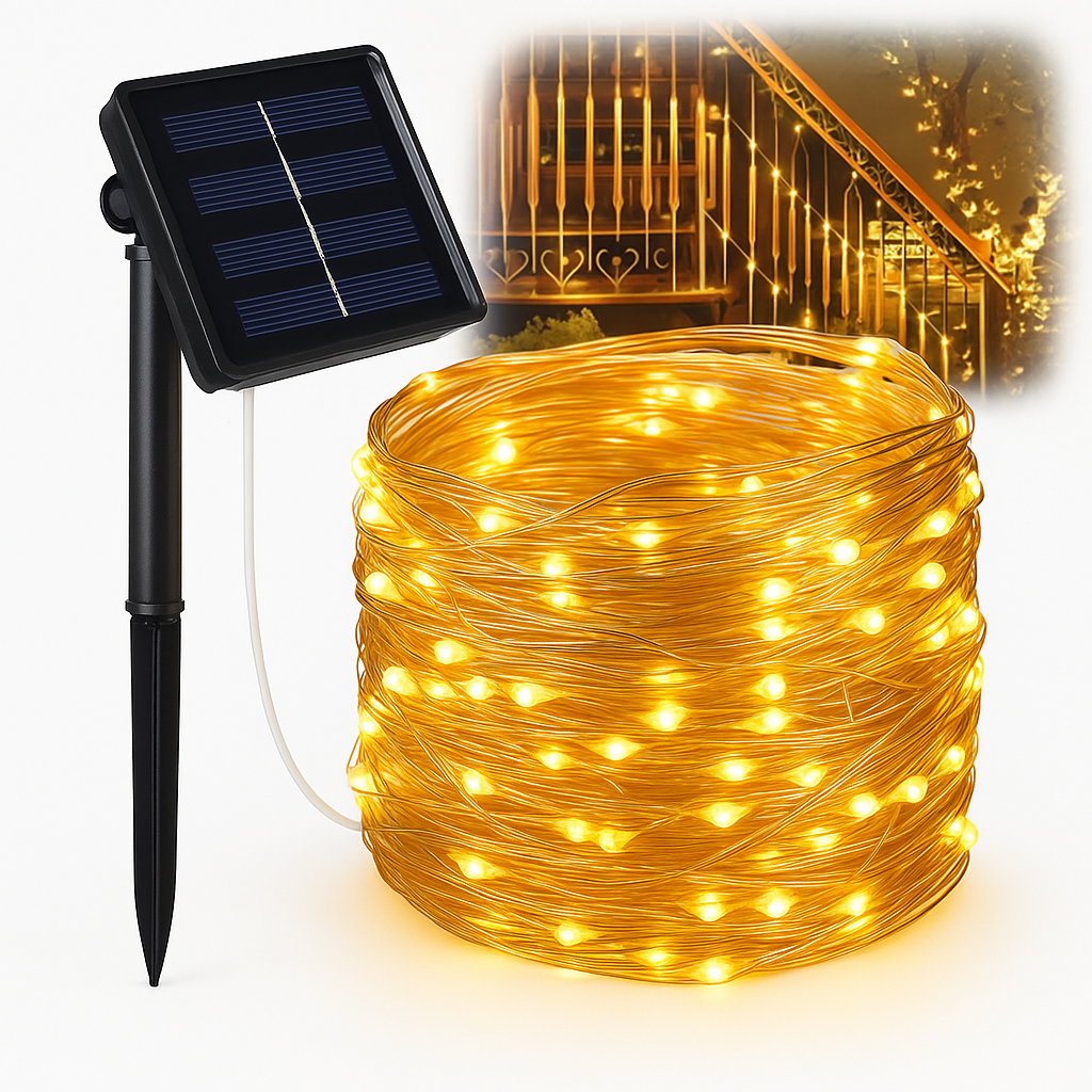 Luci LED solari a filo per fate – Decorazioni natalizie da esterno impermeabili