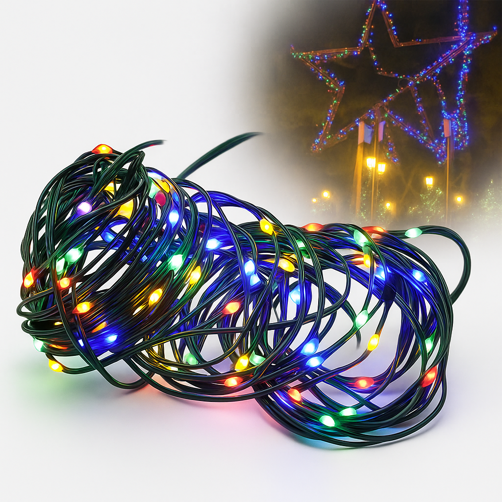 Luci LED natalizie multicolori per esterni – Catena impermeabile IP65