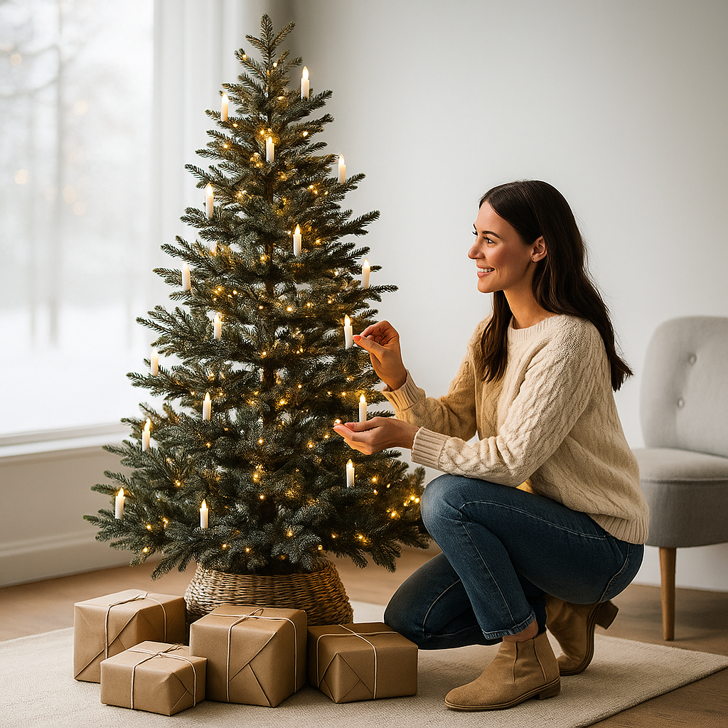 Luci LED bianche calde a candela – Decorazioni natalizie classiche per l'albero