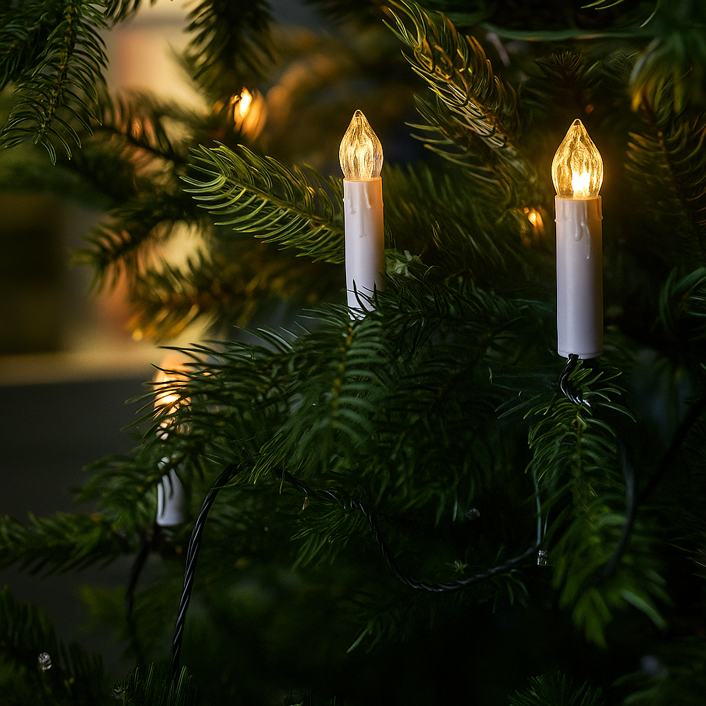 Luci LED bianche calde a candela – Decorazioni natalizie classiche per l'albero