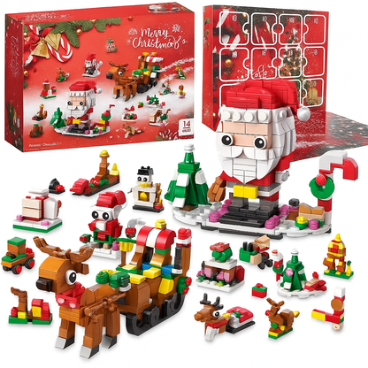 Calendario dell'Avvento di Natale – Set di blocchi 6 in 1 con Babbo Natale e albero