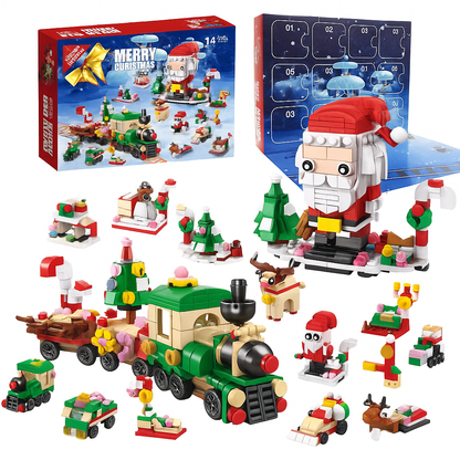 Calendario dell'Avvento di Natale – Set di blocchi 6 in 1 con Babbo Natale e albero