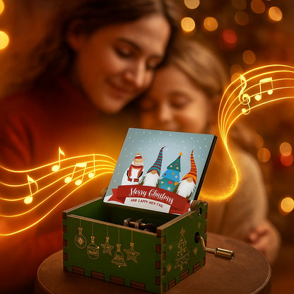 Scatola musicale natalizia in legno – Ballerina realizzata a mano