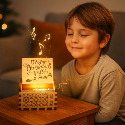 Scatola musicale natalizia in legno – Ballerina realizzata a mano