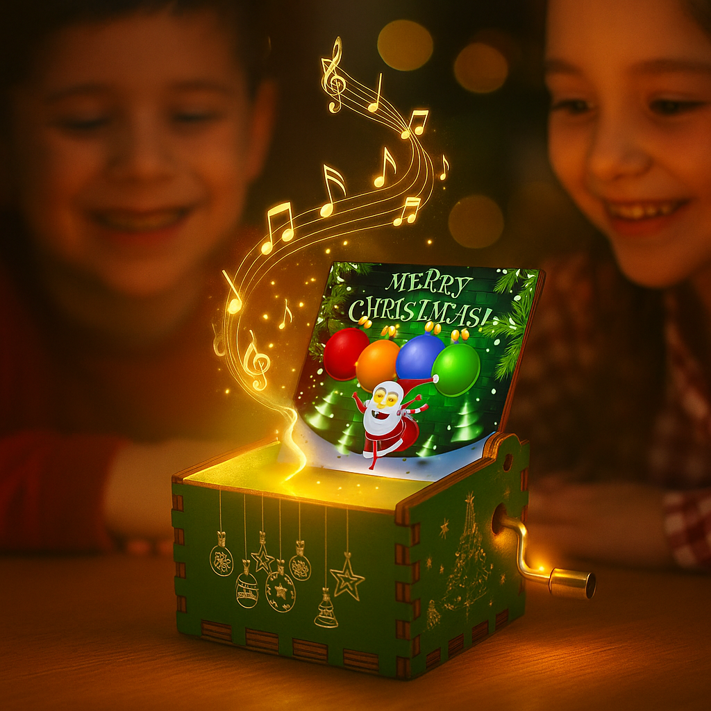 Scatola musicale natalizia in legno – Ballerina realizzata a mano