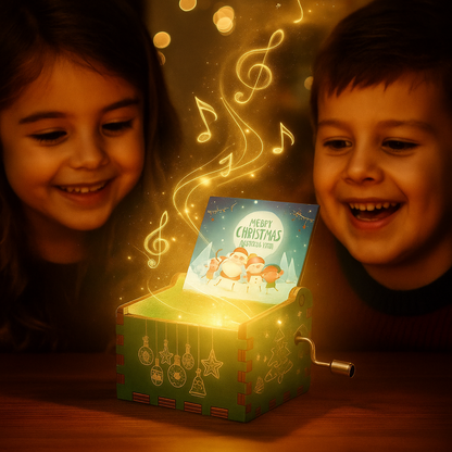 Scatola musicale natalizia in legno – Ballerina realizzata a mano