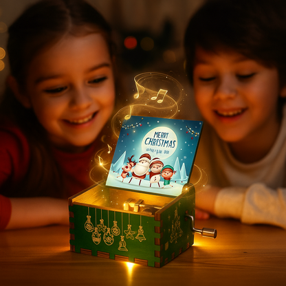 Scatola musicale natalizia in legno – Ballerina realizzata a mano