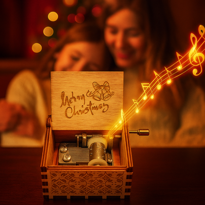 Scatola musicale natalizia in legno – Ballerina realizzata a mano
