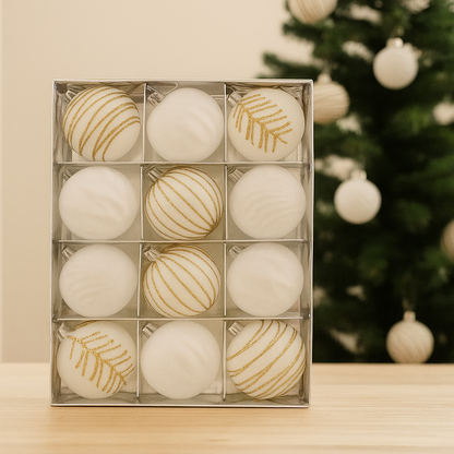 Palline di Natale Brillanti 12 pezzi – Design unico e tocco di lusso