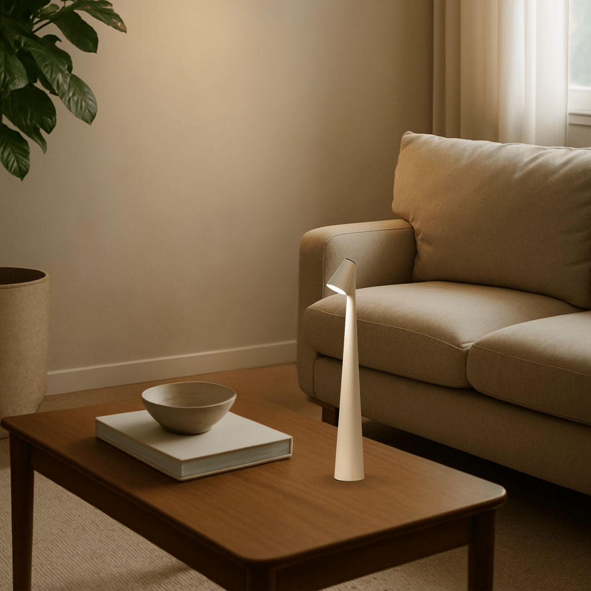 Lampada da tavolo in metallo - ricaricabile e dal design elegante per interni ed esterni